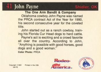 1991 Rodeo America Set B #41 John Payne Back
